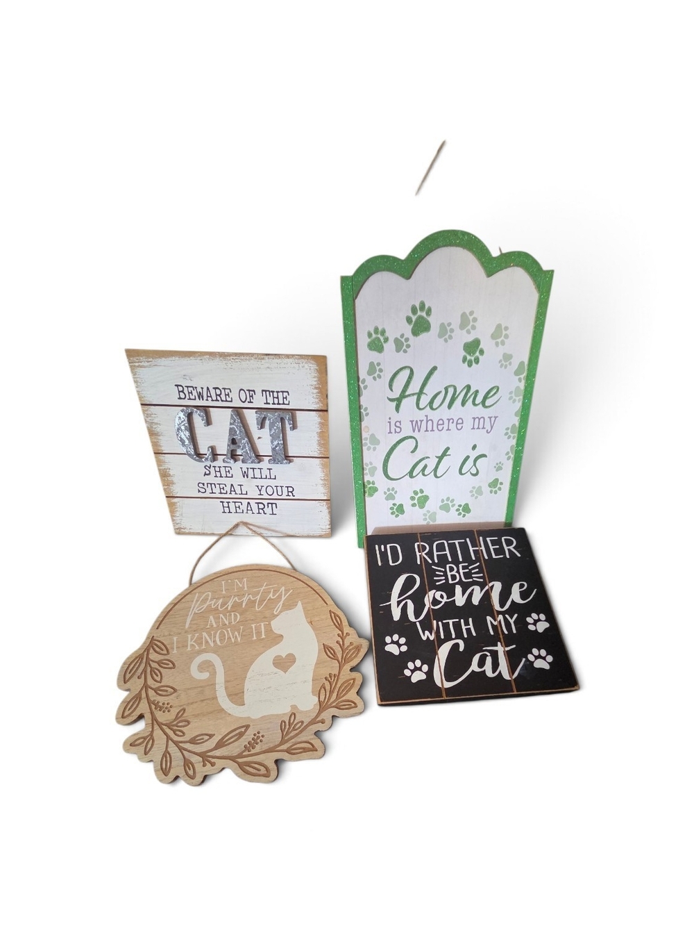 Cat Lover Wall Decor Collection - Green, Black, White, Natural